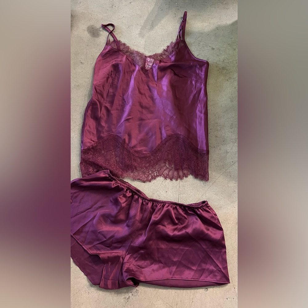 Victoria secret purple satin pj set